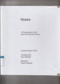 Hosea: a commentary on the book of the prophet Hosea